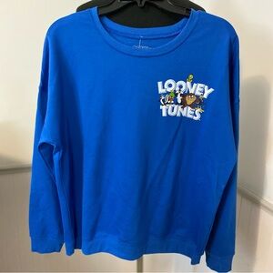 NWT Looney Tunes lightweight blue sweatshirt Size M Oversized Women’s